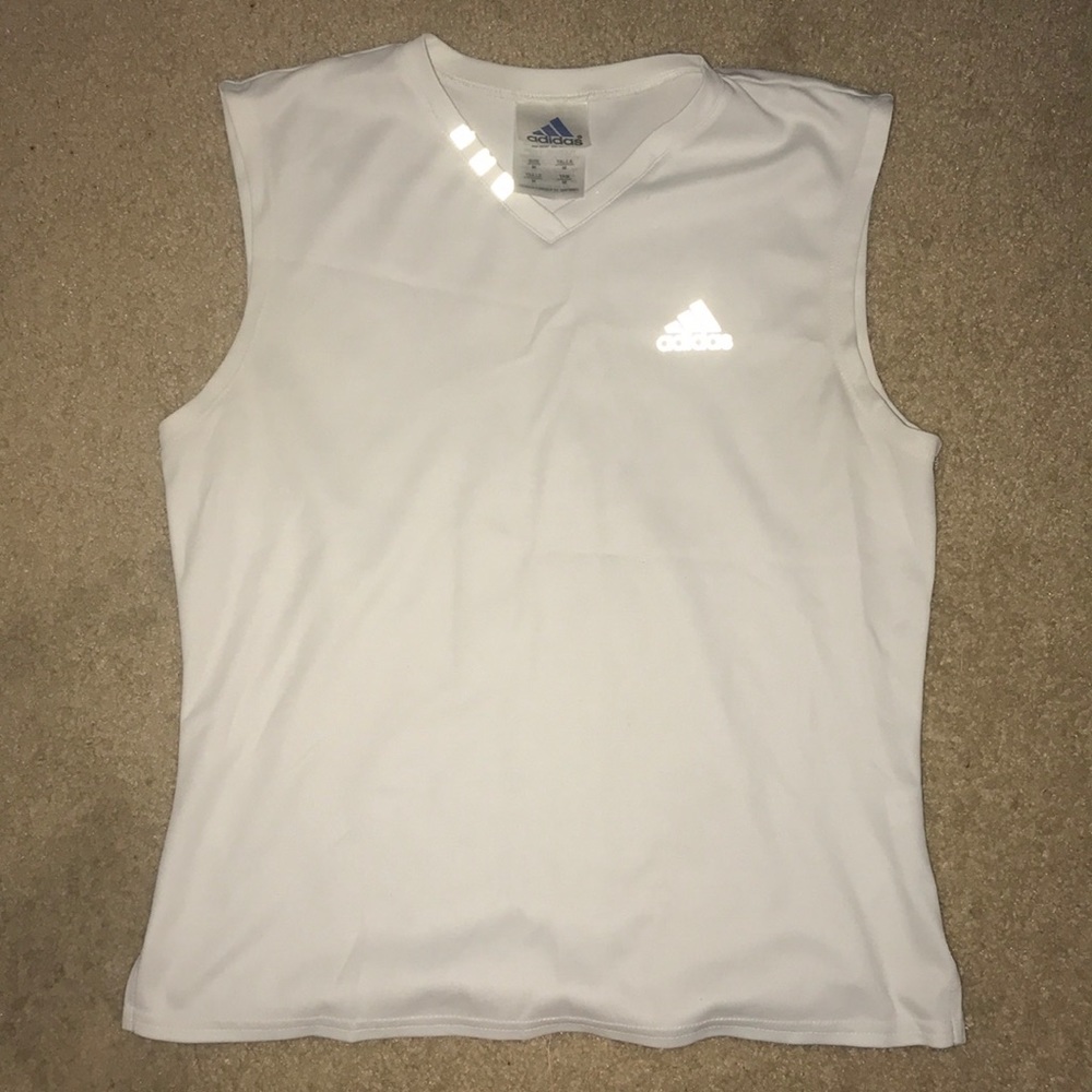 adidas sleeveless v-neck t-shirt